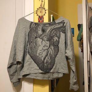 Grey heart crew neck
